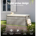 Wicker Outdoor Storage Bench with Cushion – Grey